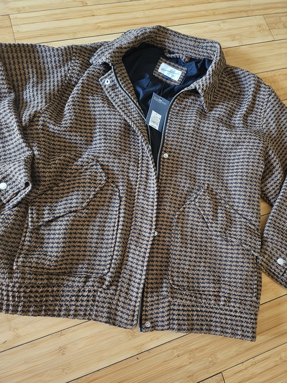 Universal Thread Brown Houndstooth Bomber Jacket - Picture 7 of 9